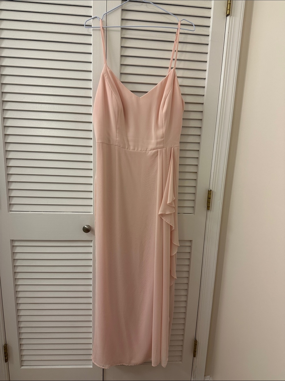After Six Blush Pink Ruffle-Accent dress